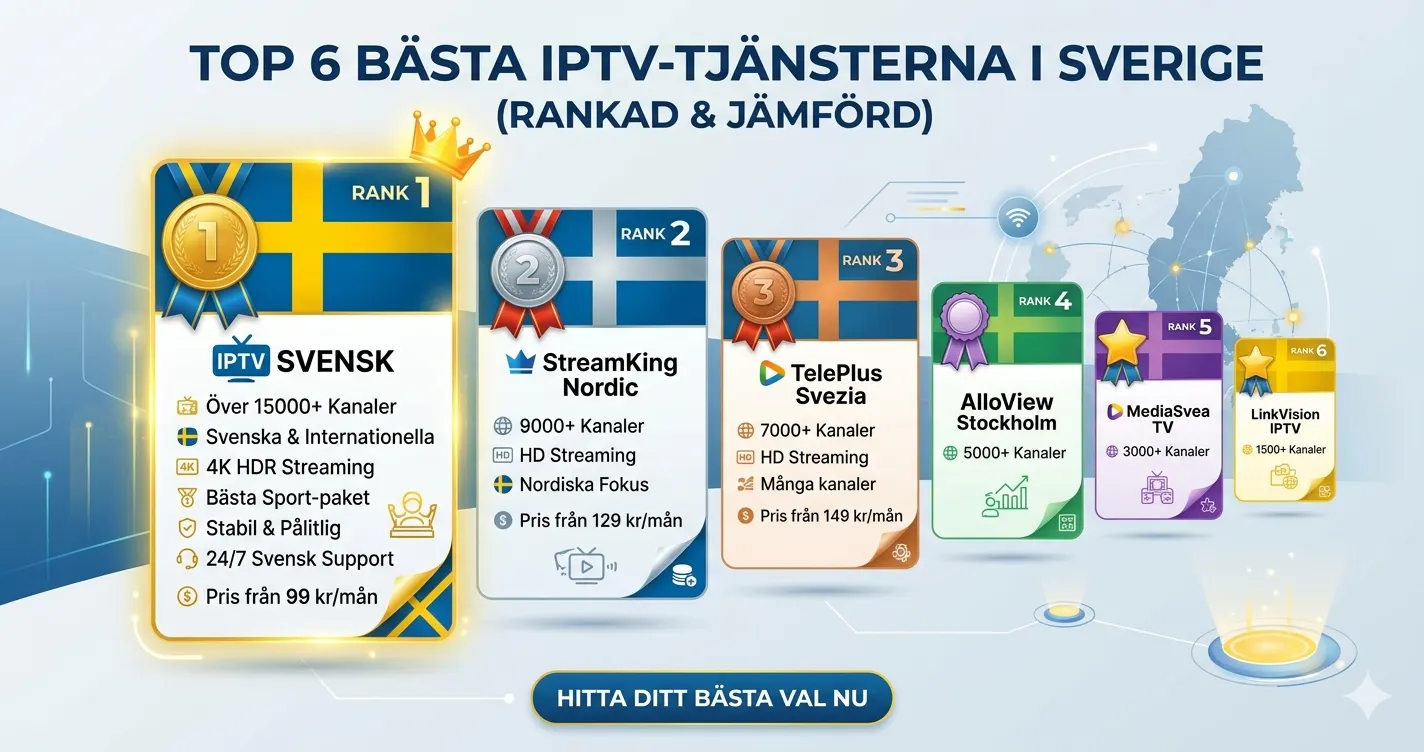 BĂ€sta IPTV leverantör 2026 â ranking och jĂ€mförelse av IPTV-leverantörer i Sverige